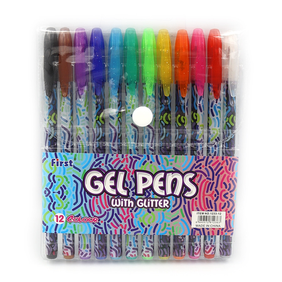 Набір ручок гелевих із глітером 12 кольорів 0,7 мм "Gel pens" 1233-12