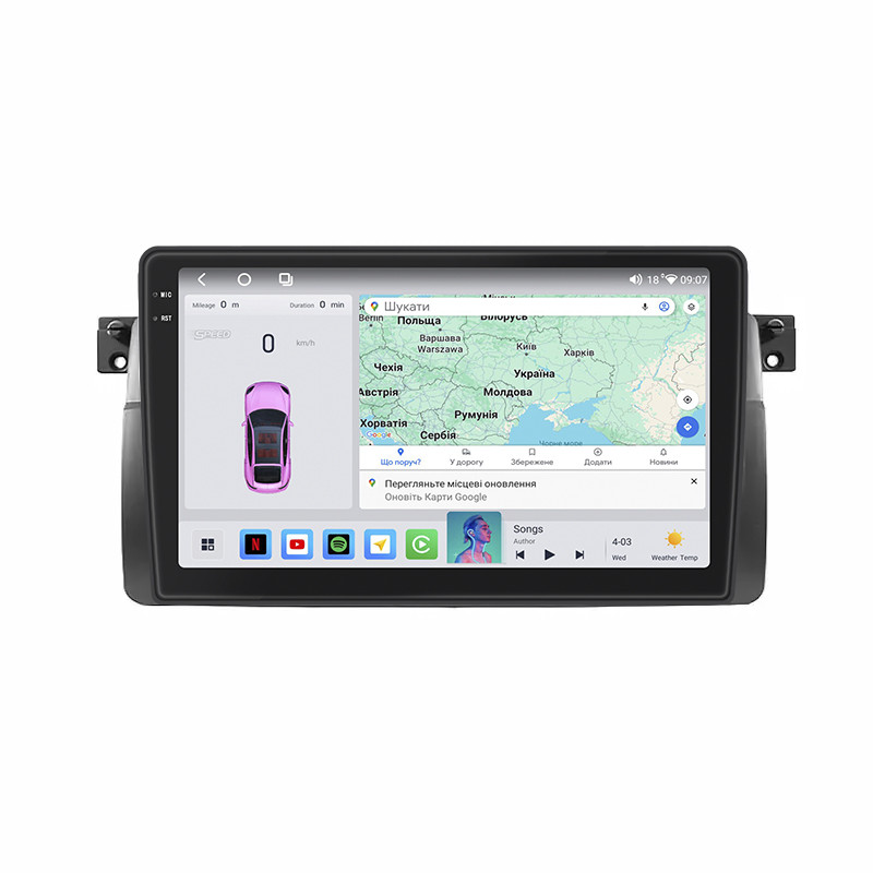 Магнітола Lesko для BMW 3 серії IV (E46) Рестайлінг 2001-2007г 9" 4/64 QLED CarPlay 4G Wi-Fi GPS 360 Prime