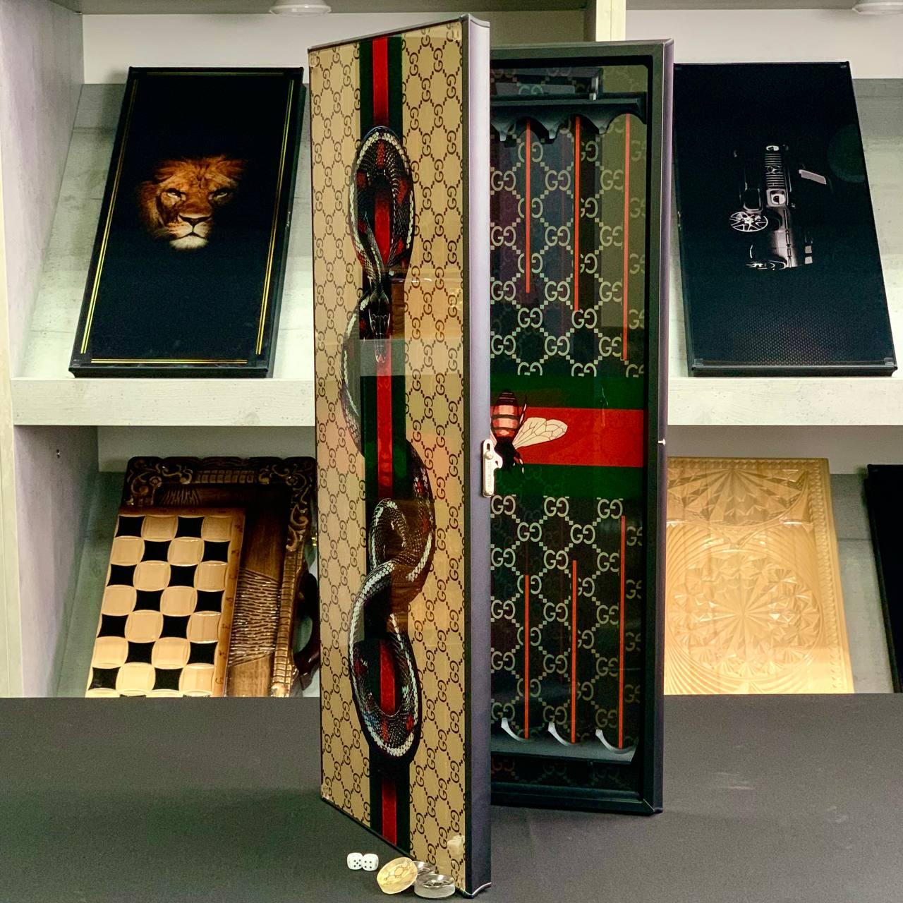 Дизайнерські нарди зі скла Gucci, 61×27×5см, арт.250102