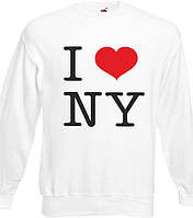 Толстовка "Я люблю Нью-Йорк". Реглан I love NY. Кофта I love NY.