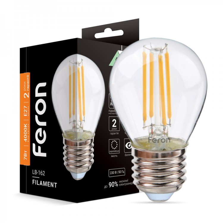 Світлодіодна LED-лампа Feron Filament LB-162 7 W E27 4000 K