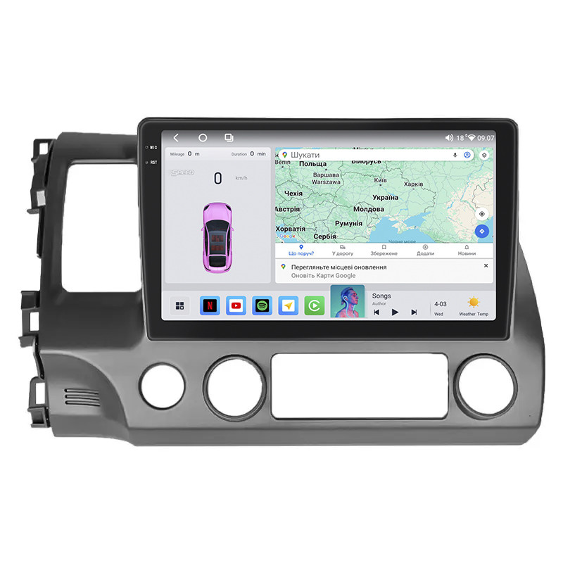 Штатна магнітола 10" Lesko для Honda Civic VIII Рестайлінг 2008-2012 4/64 QLED CarPlay 360 Prime 6шт, фото 1