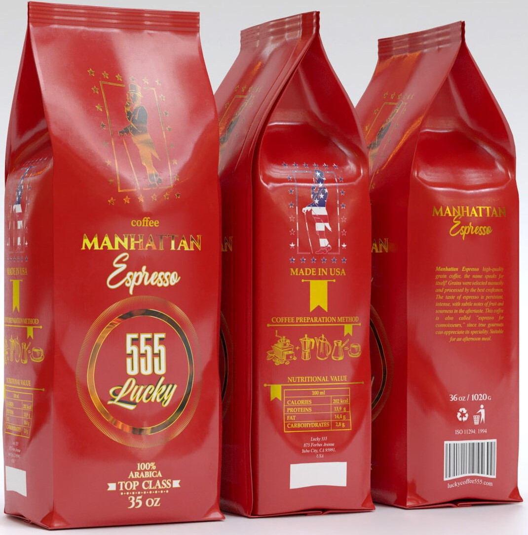ОРИГІНАЛ! Кава в зернах Lucky 555 Manhattan Espresso 1020г 100% Арабіка США