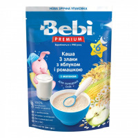 Дитяча каша Bebi Premium молочна 3 злаки з яблуком та ромашкою +6 міс. 200 г (8606019654399), фото 1