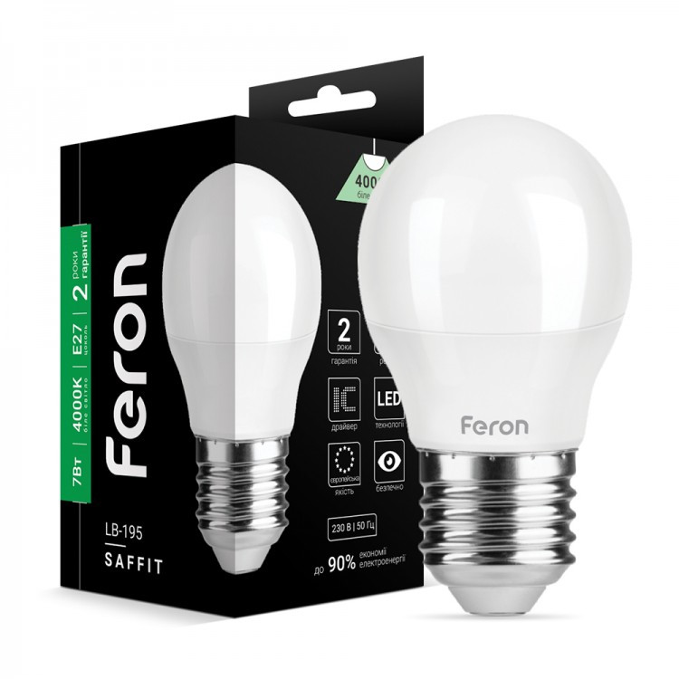 Світлодіодна LED-лампа куля Feron LB 195 7 W E27 4000 K
