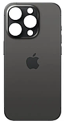 Задня кришка iPhone 15 Pro Max, чорна, Black Titanium, з великими отворами під вікна камер, оригінал PRC