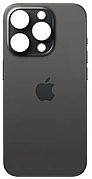 Задня кришка iPhone 15 Pro, чорна, Black Titanium, з великими отворами під вікна камер, оригінал PRC