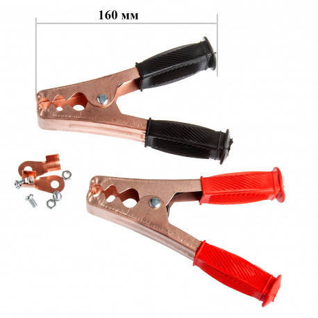 Затискач крокодила акумуляторний 300 Ам, пара червоний + чорний BF, фото 1