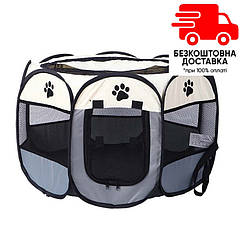 Манеж для собак Pet Style "Будиночок" Сірий 114х114х58 см