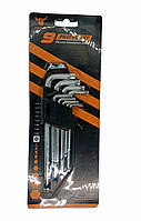 Ключі шестигранні Torx (зірочка) T10-T50, середні, 9 шт.