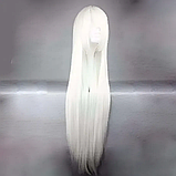 Біла довга перука RESTEQ 100 см - пряме волосся для косплею, аніме, театру та фотосесій, фото 2