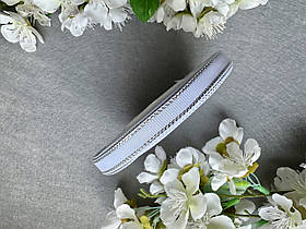 Стрічка репсова з люрексом 0.9 см, 25 ярд, білого кольору зі сріблом