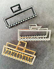 Краби для волосся гуртом металеві /стрази 9*4 см 6 шт/уп  ТРИ КОЛЬОРИ