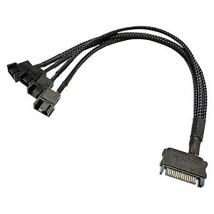 Перехідник живлення 1xSATA (M) - 4xPWM для корпусного вентилятора TRY FUN HUB 0,3 м чорний
