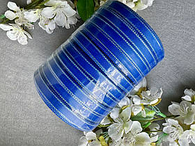 Стрічка репсова з люрексом 0.9 см, 25 ярд, блок 10 рулонів, синього (electric blue)кольору зі сріблом