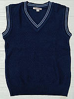 Класичний жилет для хлопчика бавовняний "Так" для школи, розмір 110-116 Синій