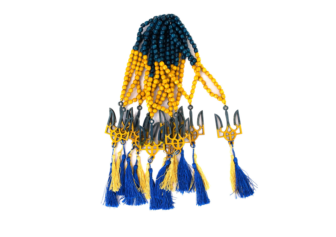 Красиві дерев'яні чотки з Гербом України, фото 1