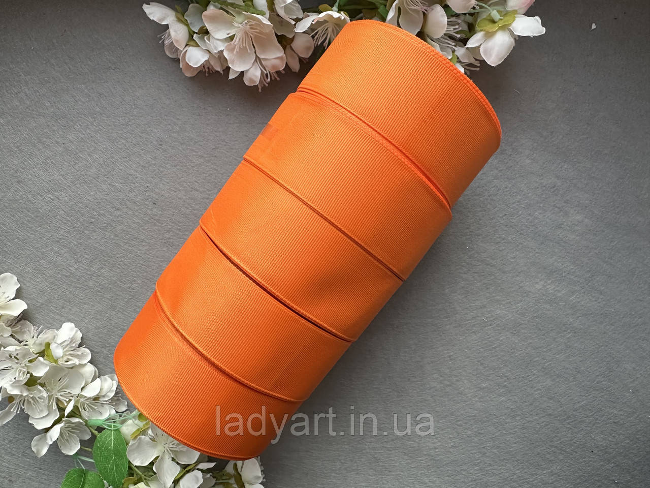 Стрічка репсова 4 см, 25 ярд оптом 5 рулонів помаранчового (tangerine) кольору блоком