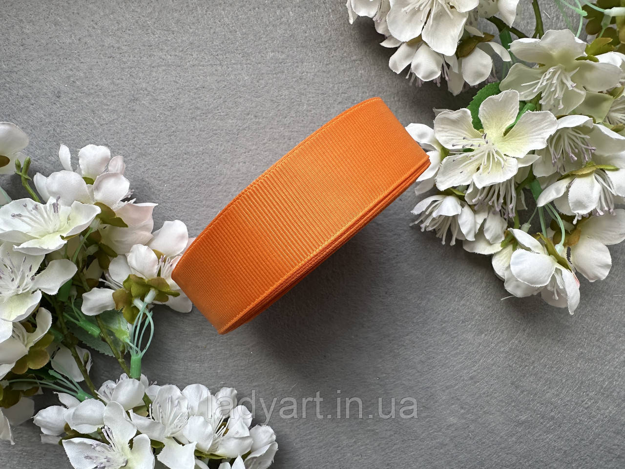 Стрічка репсова 2,5 см, 25 ярд оптом помаранчового (tangerine) кольору