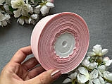 Стрічка репсова 4 см, 25 ярд оптом рожева пудра  (powder pink) кольору, фото 4