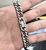 Чоловічий срібний браслет металевий, чоловічий ланцюг цепочка на руку сталевий 12 мм, фото 4