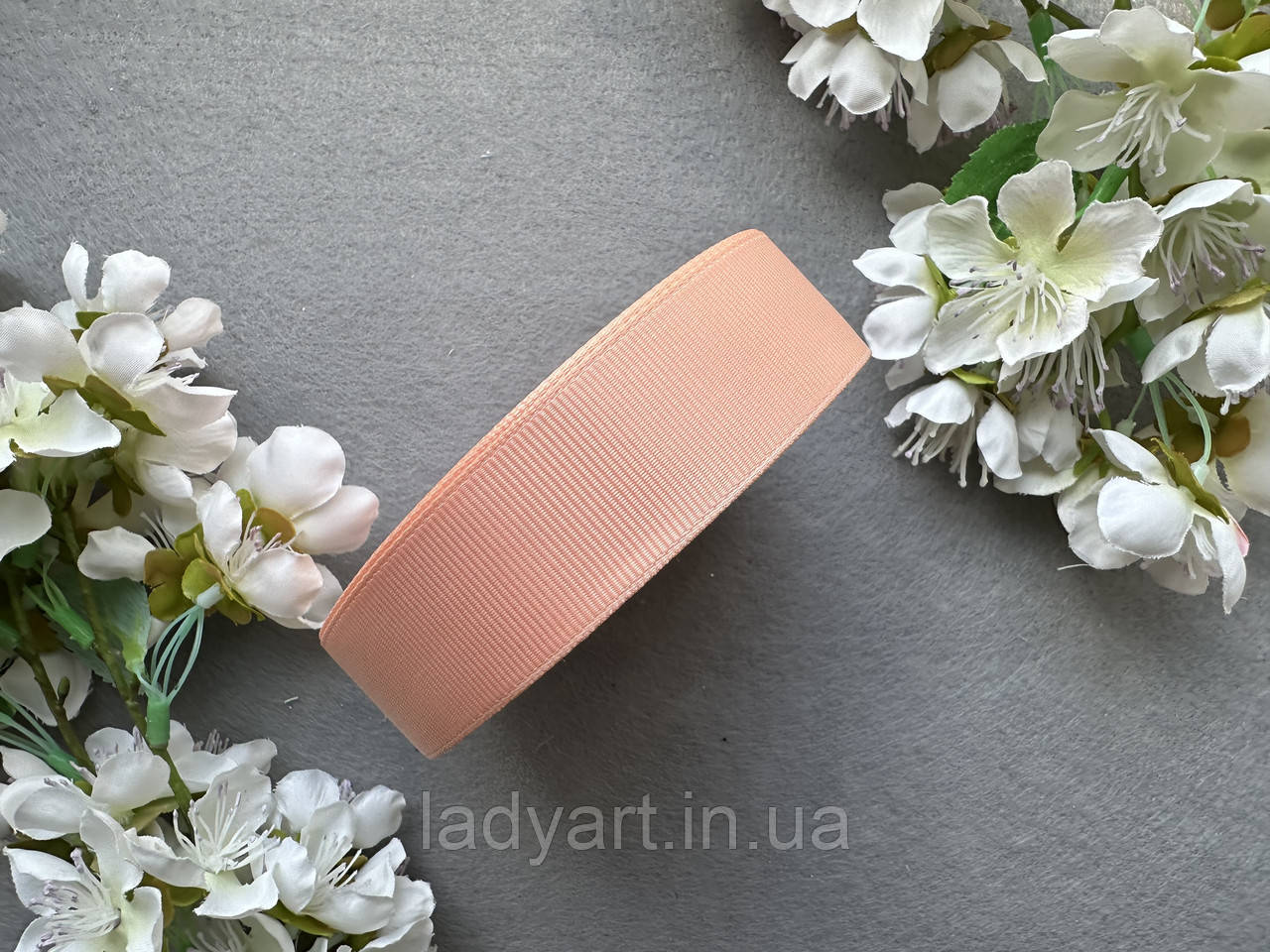 Стрічка репсова 2,5 см, 25 ярд оптом персикового (petal peach) кольору