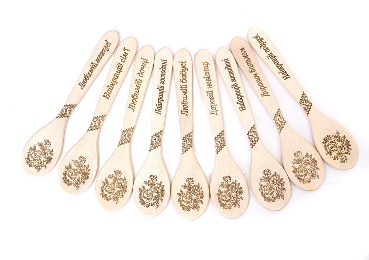 Ложка дерев'яна кухонна з різними написами, фото 1