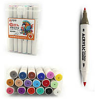 Набір акрилових скетчмаркерів двосторонніх 18 кольорів Aodemei