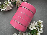 Стрічка репсова з люрексом 2,5 см, 25 ярд оптом 5 рулонів рожевого (hot pink) кольору блоком, фото 3