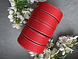 Стрічка репсова з люрексом 2,5 см, 25 ярд оптом 5 рулонів  червоного (poppy red) кольору блоком, фото 4