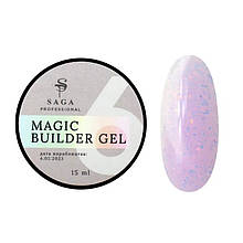 Гель для нарощування з поталью SAGA Professional Builder Gel Magic #6, 15 мл