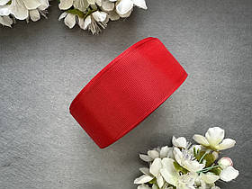 Стрічка репсова 4 см, 25 ярд оптом червоного (poppy red) кольору