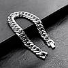 Чоловічий срібний браслет металевий, чоловічий ланцюг цепочка на руку сталевий 12 мм, фото 10