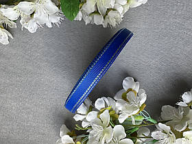 Стрічка репсова з люрексом 0.9 см, 25 ярд, синього (electric blue) кольору зі сріблом