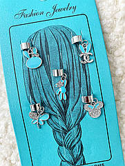 Пірсинг в волосся метал/пластік 6 набір/уп МІКС