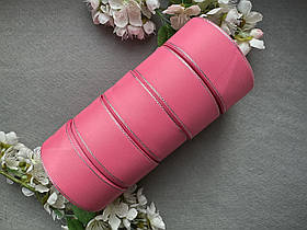 Стрічка репсова з люрексом 4 см, 25 ярд оптом 5 рулонів рожевого (hot pink) кольору блоком