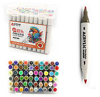 Набір акрилових скетчмаркерів двосторонніх 60 кольорів Aodemei