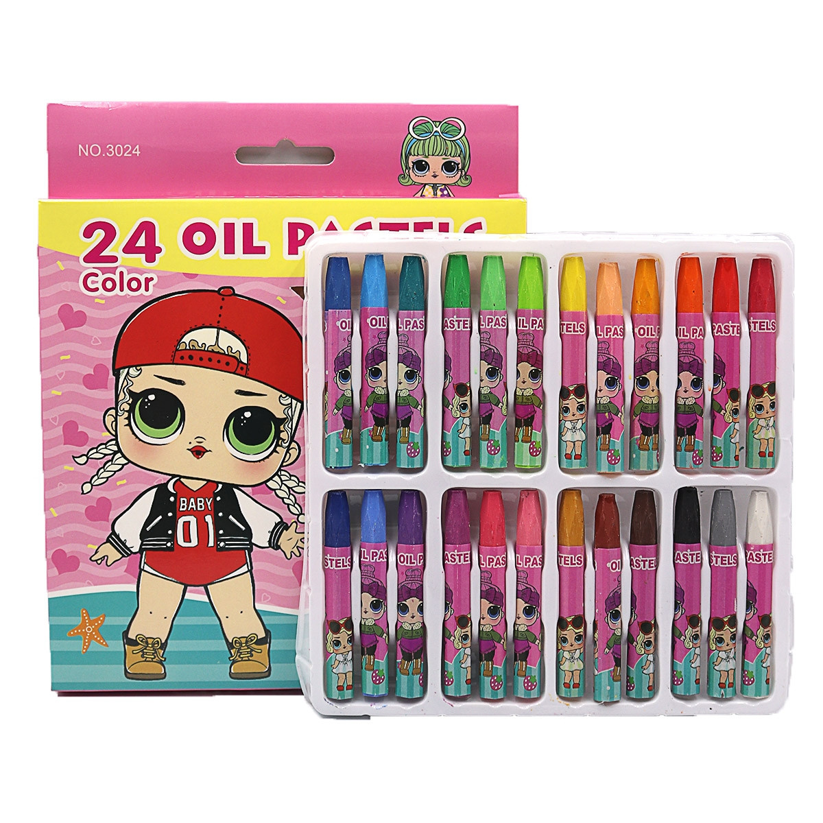 Крейда пастель набори 24 кольори в пластиковому піддоні d-10 мм