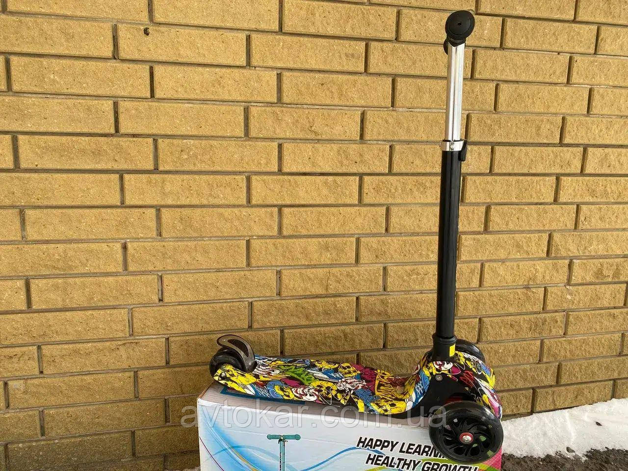 Самокат триколісний Scooter MG004B Чорне графіті ORG, фото 1