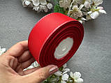 Стрічка репсова з люрексом 4 см, 25 ярд червоного (poppy red) кольору, фото 3
