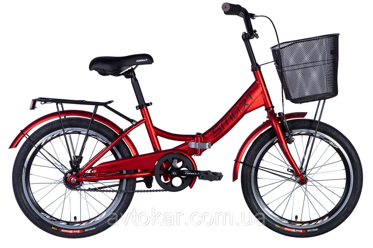 Велосипед ST 20" Formula SMART Vbr рама- з багажником задн St з кошиком Pl з крилом St 2024 (червоний (м) ORG