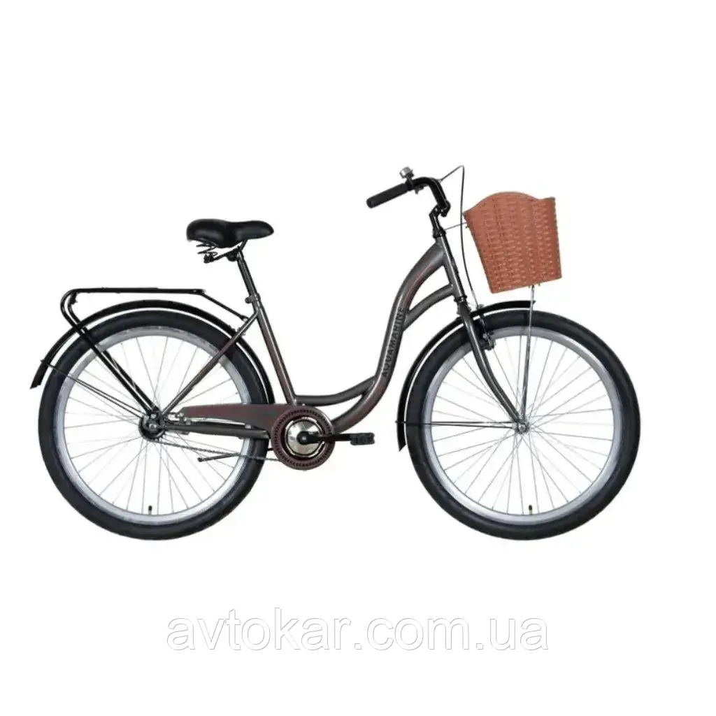 Велосипед ST 26" Dorozhnik AQUAMARINE гальмівна рама- з багажником задн St з кошиком Pl з крилом St 2024 ORG