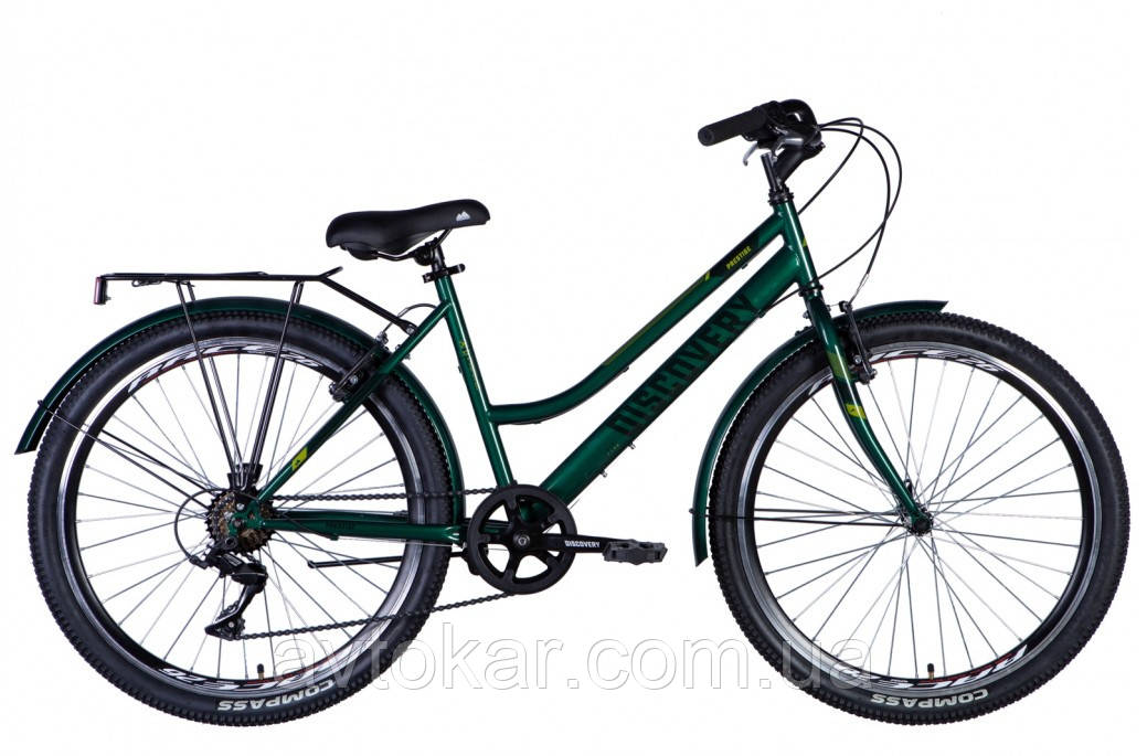 Велосипед ST 26" Discovery PRESTIGE WOMAN Vbr рама-" з багажником задн St з крилом St 2024 (зелений) ORG