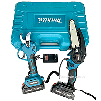 Аккумуляторная пила Makita бесщеточная DUC155BL + Секатор Makita DUP270 с цифровым экраном