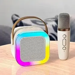 Караоке Світлодіодний бездротовий на 2 мікрофони, аудіомікрофон дитяче караоке