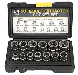Набір інструментів для видалення болтів і гайок 14 шт. Nut extractor AND ES-14