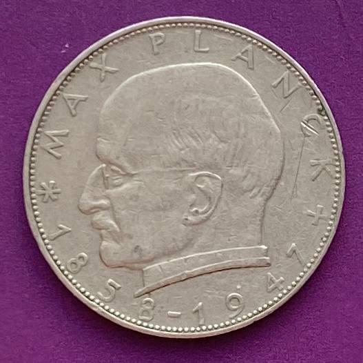 Монета Німеччини ФРН - 2 марки 1958 Макс Планк, фото 1