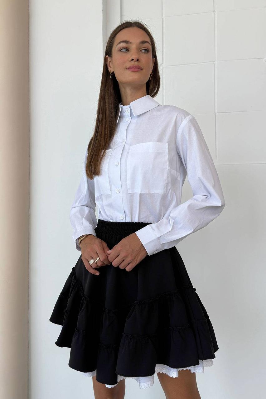 Жіноча спідниця пишна коротка чорна з білим підкладом 3569-01, фото 1