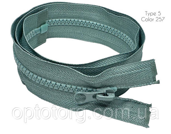 Блискавка Блакитна оливка 90см Тип5 тракторна роз'ємна з одним бігунком, фото 1