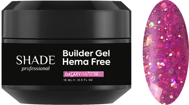 Білдер гель HEMA FREE BUILDER GEL GALAXY MIRA 06 Shade, 15 мл